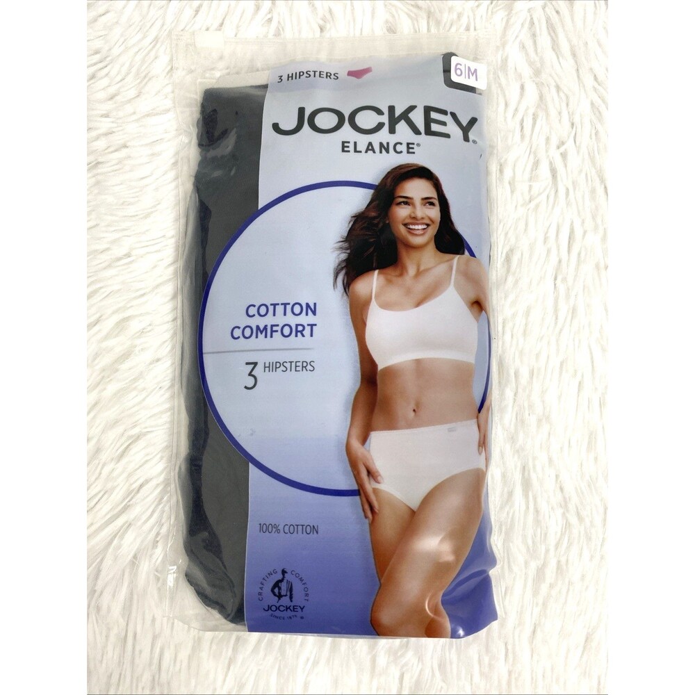 Jockey Elance Hipsters 100 % Cotton Panties Black 3 Pack Comfort Soft Underwear - Picture 5 of 10